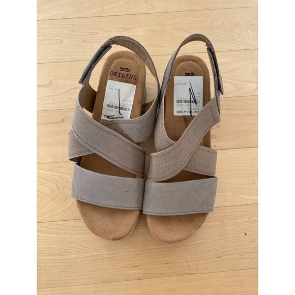 EARTH Origins Women's "Careen" Flexible Wedge Sandals sz 7 Open Toe Leather - Picture 3 of 7